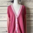 Talbots Pink Colorblock Shaker Stitch V Neck Button Down Cardigan Sweater Photo 0