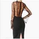 ALC Frank A. L. C Black Lace Long Sleeve Pencil Dress with bell sleeves Photo 5