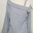 Ny&co ✅ny &  Long Sleeve Striped Open-Shoulder Top Blouse Sz M Photo 0