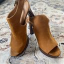 Ralph Lauren Platform Heels Sling back Peep toe Brown Leather Heels 9.5 NEW Tan Photo 6