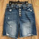 Bermuda KanCan Women's Moss High Rise Button Fly Distressed  Shorts Small Photo 0