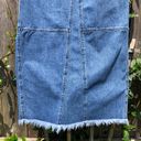 Ralph Lauren Lauren Jean co Vintage blue denim maxi midi skirt raw edge size 10 Photo 3