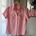 L.L.Bean  100% Linen Pastel Pink Button Up - Short Sleeves & Breast Pockets Photo 1