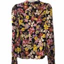 Who What Wear  Black Floral High Neck Silky Blouse size XS Photo 9
