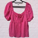 Bubblegum Future Collective Square Tie Neck Top Blouse  Pink Size medium Photo 2