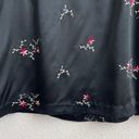 XOXO Vintage 90s Black Satin Pink Red Stitch Work Embroidered Floral Mini Skirt Photo 2