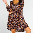 West of Melrose NWT-  Black & Brown Floral Long Sleeve Baby Doll Dress Small Photo 0