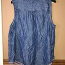 J.Jill  Denim Embroidered Floral Tank Top Blue XL Photo 1