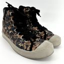 ALLSAINTS  Demmy Celia High Top Sneakers Leopard Canvas Round Toe Tan Black US 8 Photo 1