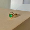 American Vintage Vintage “Eurydice” Green Gold Adjustable Cocktail Ring Sunburst Emerald Femme Classic Photo 3