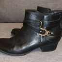 Unisa  black leather ankle Boots, gold colored buckle, zipper side Photo 0