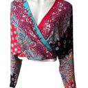 Carole Little  Paisley Boho Blouson Faux Wrap Dolman Sleeve Top, Sz 16 Photo 4