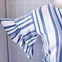 Lost + Wander Blue and White Striped Ruffle Mini Dress Photo 4