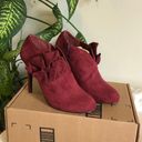 Call it spring Burgundy Suede Stiletto Booties with Bows Photo 0