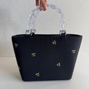 American Vintage VTG Y2K 2000s Palm Trees Black Clear Bamboo Handle Handbag Photo 2