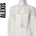 Alexis  Ivory Crochet Bell Sleeve Bow Tie Blouse XS Photo 3