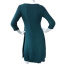 Eileen Fisher  Size XS Fit and Flare Dress Teal Jersey Knit Stretch 3/4 Sleeve Photo 7