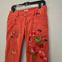 Antik Denim  VTG Y2K Coral Embroidered Corduroy Low Rise Flares Pants Photo 1