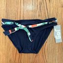 Jag jeans NEW NWT  Solid Navy Blue Stripe / Floral Belted Y2K Bikini BOTTOM Small Photo 0