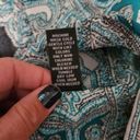 INC  International Concepts teal black damask sheer button down size 12 Photo 6