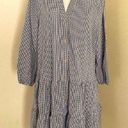 Women's Gingham Long Sleeve Button Down Casual Loose Flowy Swing Dress Black Size L Photo 8