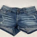 BKE The Buckle  Denim Stella 2 1/2" Denim Distressed Jean Shorts Size 28 Stretch Photo 0