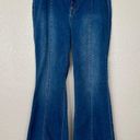 We The Free Free People  CRVY Blue Denim High Rise Flare Jeans Photo 0