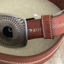 Carhartt NWT  Brown Leather Belt with Cool Unusual Buckle Photo 2