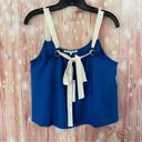 After Market  Royal Blue Lightweight Cream Ribbon Tank Top Photo 0