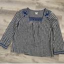 J.Crew  Gingham Embroidered Peasant Top Blouse 
Size S Photo 0