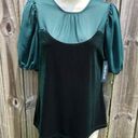 Modcloth  NWT Small For Sheer Love of Velvet Top Emerald Green Blouse Velour Photo 2