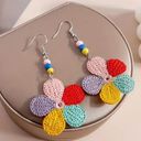 Petal Braided Colorful Five- Flower Beaded Earrings Photo 3