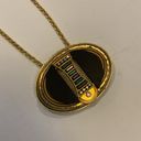 Onyx MARENA VINTAGE GOLD BLACK  CRYSTAL LONG NECKLACE PIN SIGNED PENDANT GERMANY Photo 4