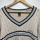 BDG Urban Outfitters  Beige Cotton Blend Cable Knit V Neck Varsity Sweater L Photo 5