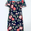 Trina Turk Trina  Navy Blue Floral Embroidery Cocktail Dress Photo 4