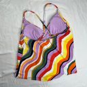 Anne cole Easy Triangle Colorful Wavy Stripe Tankini Swim Top Size s Photo 5