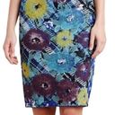 Troubadour Women's Blue Floral Wool Blend Pencil Skirt Size S Knee Length Photo 0