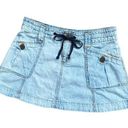 DKNY Vintage  Jeans Light-Washed Denim Drawstring Mini Skirt Photo 0