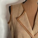 J. McLaughlin  tan leather tipped Italian extra fine merino wool sweater vest XS Photo 6