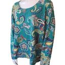 kim rogers  Multicolored Paisley Patterned Long Sleeve Tee Shirt (XL) Photo 0