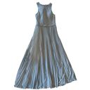 Azazie  Lindie A-Line Pleated Chiffon Floor Length Bridesmaid Dress Dusty Blue 10 Photo 5