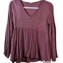 Sim & Sam  Dusty Rose Peplum Long Sleeve Top Size Small Photo 0