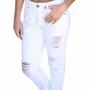 Elan  Boyfriend Denim Distressed White Ripped Jeans Size Small Photo 0