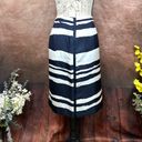 W By Worth  Wavy Stripe Silk Twill Slim Skirt - Navy/White - size 10 Photo 7