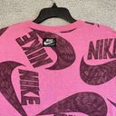 Nike  Sweatshirt Womens 2X Pink Black Crewneck Oversized Slouchy All Over Print Photo 13