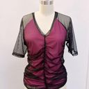 DKNY  Ruched V Neck Top Y2K 90s Mesh Layered Shirt NWT Photo 1