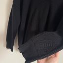 Aerie  Cozy Up Waffle Knit Sweater Hoodie Size Small Oversized V Neck Black Photo 3