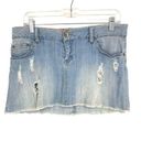 American Vintage Vintage Y2K Mini Skirt Womens 34" Low Rise Distressed Denim Light Wash Photo 0