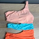PilyQ NWT  OMN One Shoulder Cutout One Piece Swimsuit Colorblock Small Photo 1