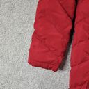 Kenneth Cole Reaction Womens Duck Down Puffer Coat M Red Full Length Zip Chevron Quilt Hood Photo 11